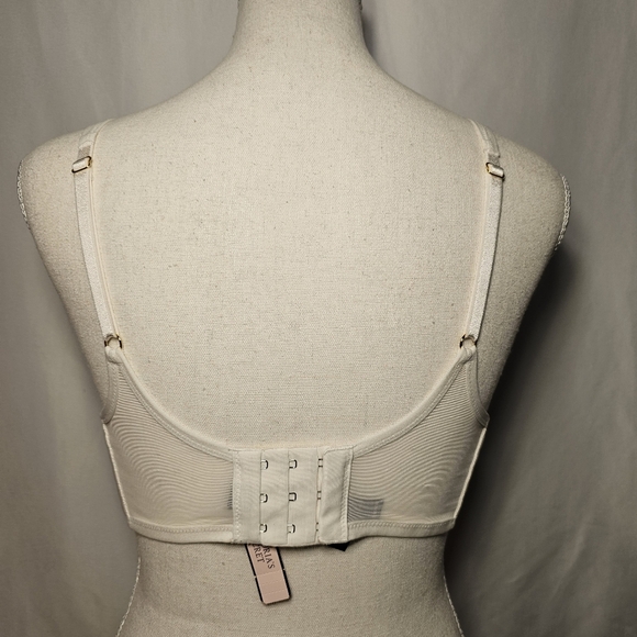 NWT Victoria's Secret White Ribbed Mesh Unlined Underwire Plunge Bra 34B - Picture 7 of 10